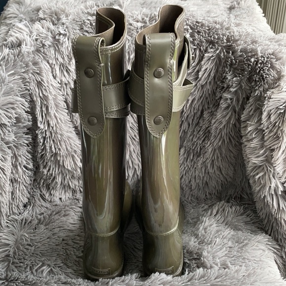 Coach Talia Tall Olive Green Rain Boots - Picture 6 of 12